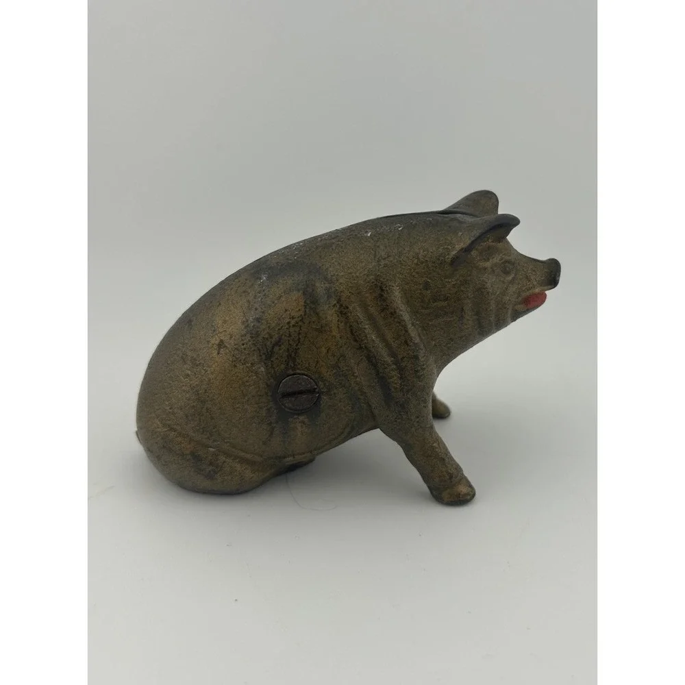 Vintage Cast Iron‎ Pig Piggy Bank